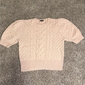 NWOT - Express Women's Cable Knit Short Puff Sleeve Sweater - Pink